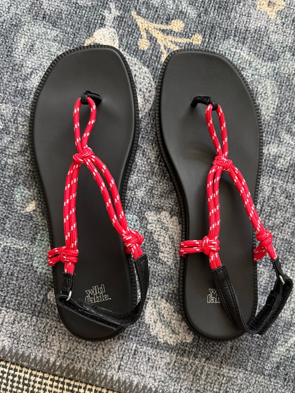 wild fable Black Sandal with Red Rope Straps